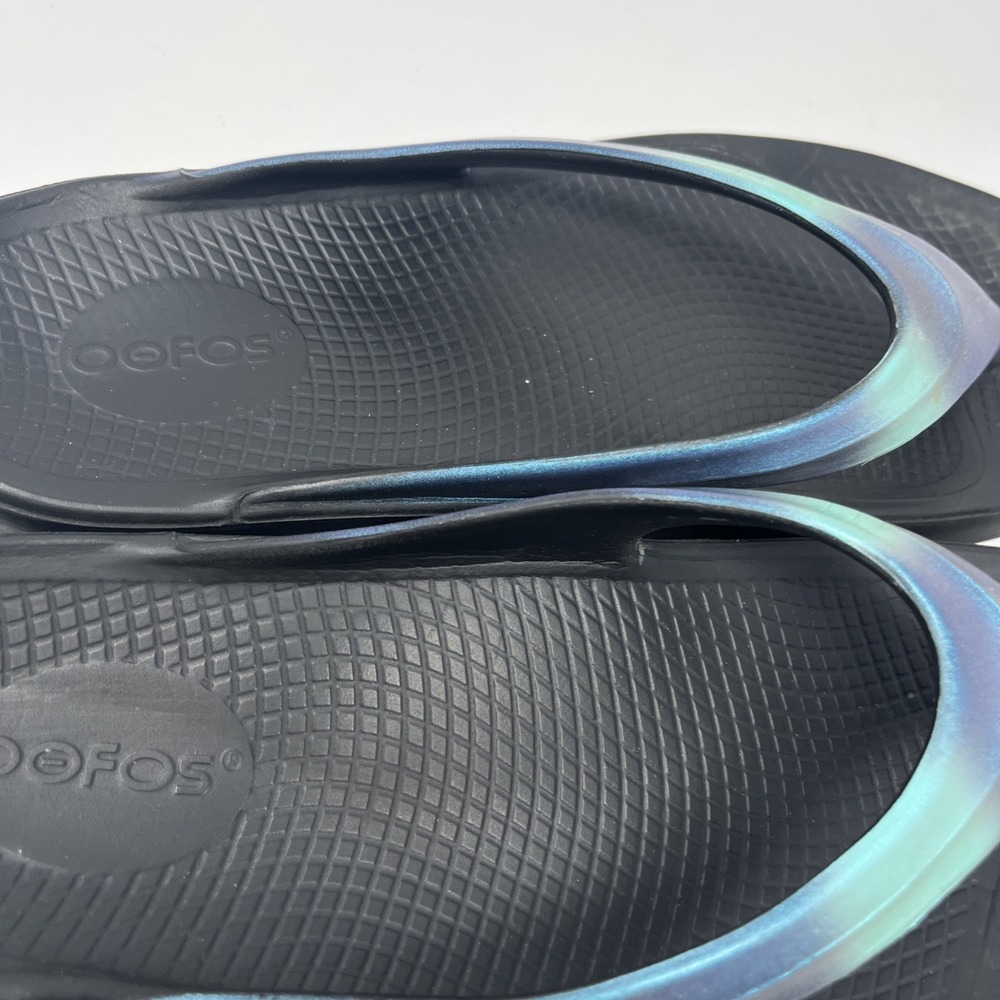 OOFOS OOlala Sandals Womens Sz 11 Midnight Thong Specter Black Blue Purple - Picture 5 of 12